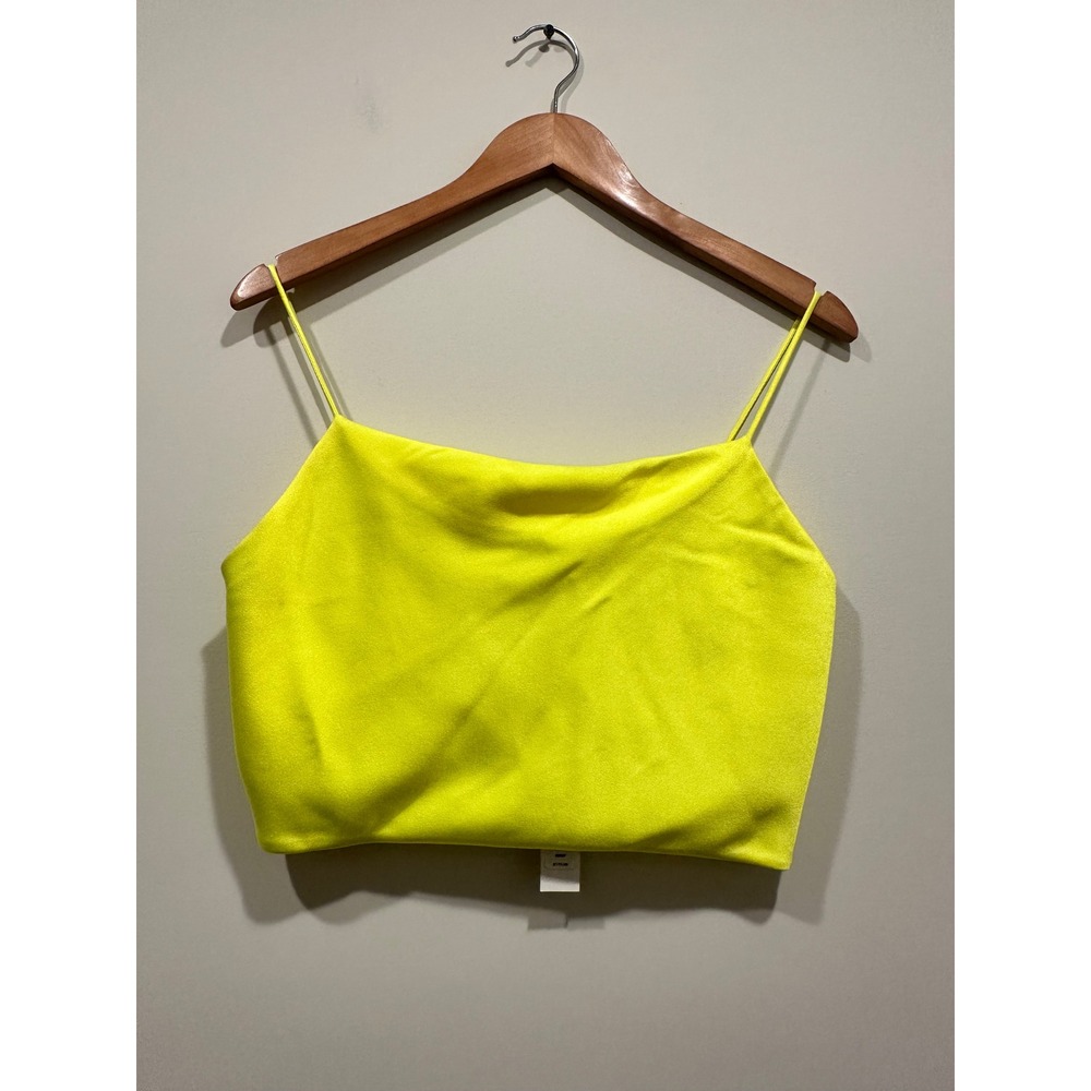 Alice + Olivia Neon Yellow Cropped Cami Top Womens Size M NWT